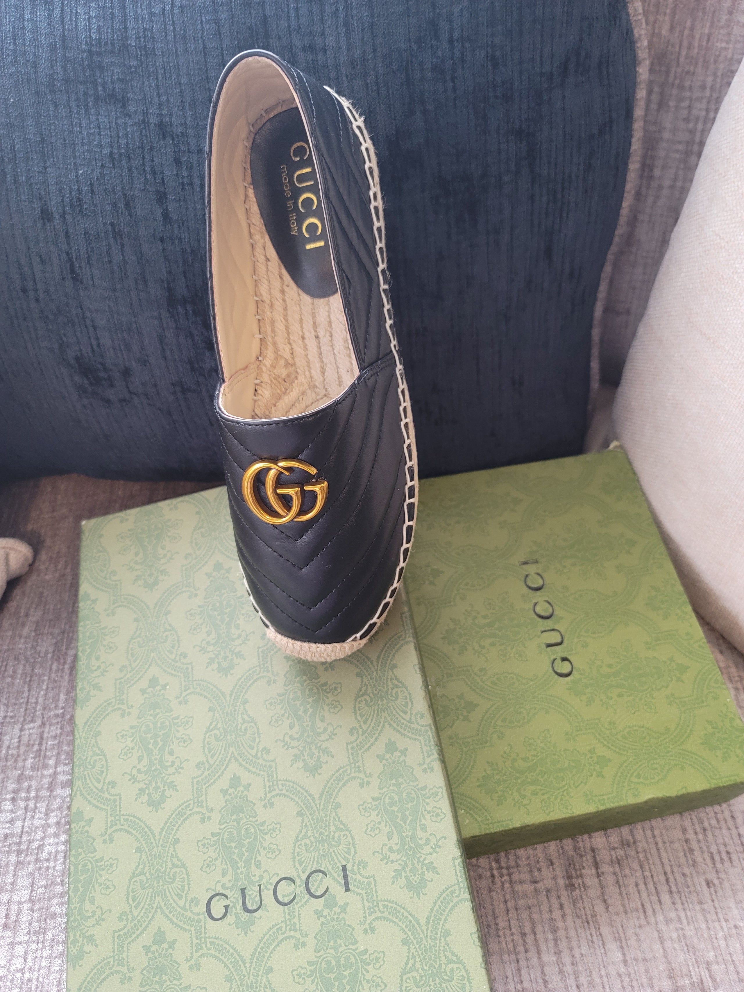 Leather espadrille with double g clearance